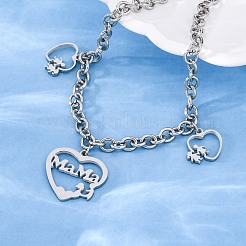 Mother's Day 304 Stainless Steel Charm Bracelets&nbsp;BJEW-A036-03P