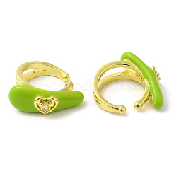 Cubic Zirconia Teardrop with Heart Cuff Earrings with Enamel&nbsp;EJEW-G348-02G
