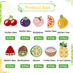Summer Fruit Theme Polyester Embroidery Cloth Self Adhesive Patches&nbsp;PATC-WH0001-124