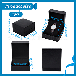 Black Paper Watch Packing Boxes with Flip-Top and Pillow Inside&nbsp;CON-WH0816-018A