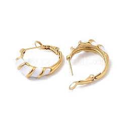 Ion Plating(IP) Enamel Croissant Hoop Earrings&nbsp;EJEW-Q704-07G