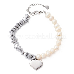 304 Stainless Steel Heart Charm Bracelets&nbsp;BJEW-JB13361-01
