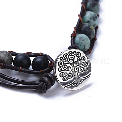 Three Loops Frosted Natural Gemstone Beads Wrap Bracelets&nbsp;BJEW-JB04246