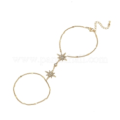 Summer 304 Stainless Steel Crystal Rhinestone Star Link Hand Chain Ring Bracelets for Women&nbsp;SA-CBAAE04-02G