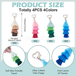 4Pcs 4 Colors Polyester Tassel Pendant Decorations&nbsp;PALLOY-TAC0234