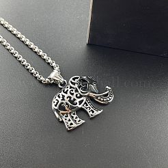 Vintage Punk 304 Stainless Steel Hollow Elephant Pendant Necklaces for Men&nbsp;WB1988