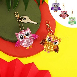 DIY 5D Owl Diamond Painting Keychain Kit&nbsp;DIY-WH0163-82A