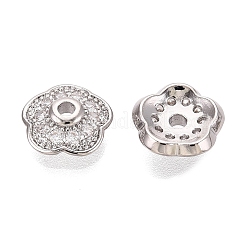 Brass Micro Pave Clear Cubic Zirconia Bead Caps&nbsp;KK-Q071-15P-02