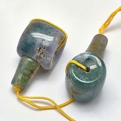 Natural Moss Agate 3 Hole Guru Beads&nbsp;X-G-K208-02-A-26