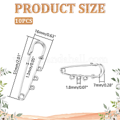 10Pcs 304 Stainless Steel Safety Pins Brooch Findings&nbsp;STAS-UN0058-48
