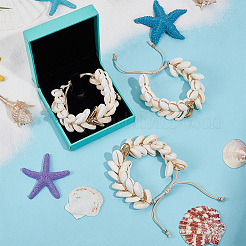 3Pcs Natural Cowrie Shell Charm Bracelets Set&nbsp;BJEW-PH0004-36