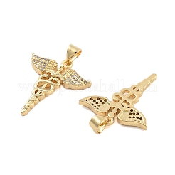 Brass Pave Clear Cubic Zirconia Pendants&nbsp;KK-U009-06D-G