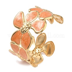 304 Stainless Steel Enamel Cuff Open Bangles for Women&nbsp;BJEW-F542-01G-03