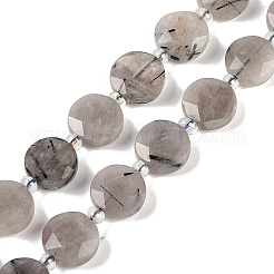 Natural Tourmalinated Quartz Beads Strands&nbsp;G-C116-A62-01