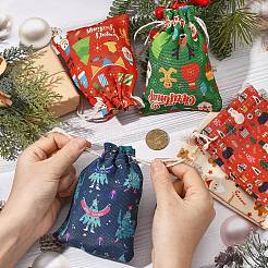 10Pcs 5 Colors Christmas Theme Cloth Printed Storage Bags&nbsp;ABAG-YW0001-16