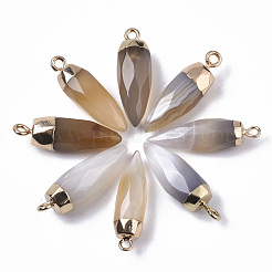 Top Golden Plated Natural Grey Agate Pointed Pendants&nbsp;G-S359-078C