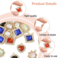 24Pcs 6 Styles Alloy Glass Pendants&nbsp;FIND-FS0003-20