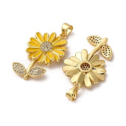 Brass Micro Pave Cubic Zirconia Pendants&nbsp;KK-D390-19G-01A
