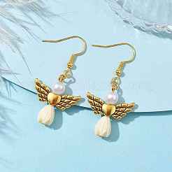 Angel Antique Golden Alloy & Resin Dangle Earrings&nbsp;EJEW-JE05686-06
