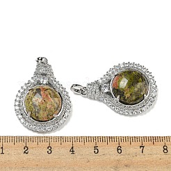 Natural & Synthetic Mixed Gemstone with Clear Cubic Zirconia Pendants&nbsp;G-G133-01P