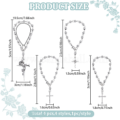 4Pcs 4 Styles Gothic 304 Stainless Steel Prayer Beaded Bracelet Sets&nbsp;BJEW-GO00002