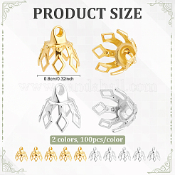 200Pcs 2 Colors Brass Bead Cap Bails&nbsp;KK-ME0003-09