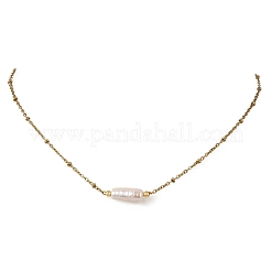 Natural Baroque Keshi Pearl Column Pendant 304 Stainless Steel Satellite Chain Necklaces&nbsp;NJEW-JN06338-01