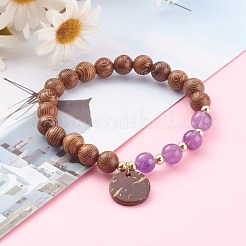 Wood Bead & Stone Bracelet&nbsp;BJEW-JB06104