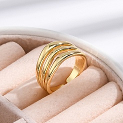 Rack Plating Brass Cuff Cubic Finger Rings for Women&nbsp;RJEW-M028-24G