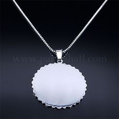 201 Stainless Steel Flower of Life Pendant Box Chain Necklaces for Women&nbsp;FS-WGA65E4-01