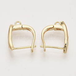 Brass Hoop Earring Findings with Latch Back Closure&nbsp;KK-T048-031G-NF