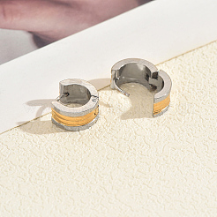 Two Tone Multi-Layer Line Stainless Steel Hoop Earrings&nbsp;FG1785