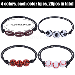 20Pcs 4 Styles Sport Theme Acrylic Beaded Bracelets for Men Women&nbsp;BJEW-SP0001-24