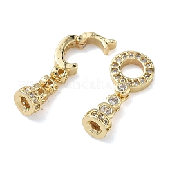 Ring Brass Micro Pave Clear Cubic Zirconia Fold Over Clasps&nbsp;KK-Z143-21G