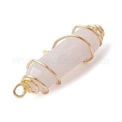3Pcs 3 Styles Natural Rose Quartz Copper Wire Wrapped Pointed Pendants&nbsp;PALLOY-JF02460-01
