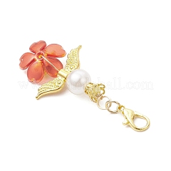 Flower Acrylic & ABS Plastic Imitation Pearl Pendant Decorations&nbsp;HJEW-JM03529-02