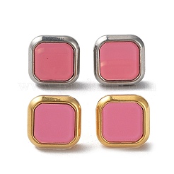 6 Pair 2 Color Square Acrylic Stud Earrings&nbsp;EJEW-A024-03A
