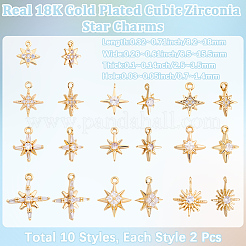 20Pcs 10 Styles Brass Micro Pave Cubic Zirconia Pendants&nbsp;KK-BBC0028-16