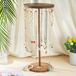 Round Wood Jewelry Necklace Display Organizer Hanging Tower Rack&nbsp;NDIS-TAC0001-01B