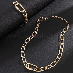 Oval Alloy & Aluminum Link Chain Necklaces & Link Bracelets Sets&nbsp;FS-WG10066-01
