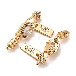 Brass Micro Pave Clear Cubic Zirconia Fold Over Clasps&nbsp;KK-B110-04G