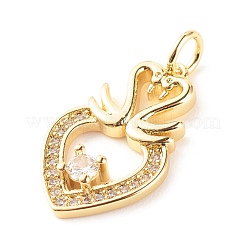 Brass Micro Pave Clear Cubic Zirconia Pendants&nbsp;X-ZIRC-P094-07G-RS