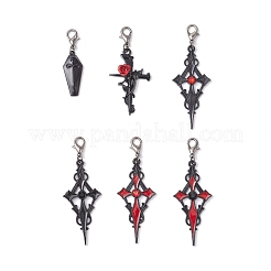 6Pcs Halloween Alloy Enamel Pendants Decorations&nbsp;HJEW-JM03922