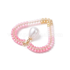 Brass Glass Seed Beaded Heart Pendants&nbsp;PALLOY-MZ01103