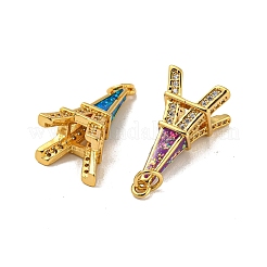 Brass Micro Pave Cubic Zirconia with Synthetic Opal Pendants&nbsp;KK-K356-18G