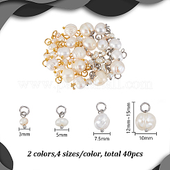 40Pcs 4 Styles Natural Cultured Freshwater Pearl Rice Charms&nbsp;PALLOY-GA00038