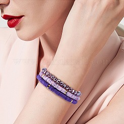 7Pcs 7 Style Handmade Polymer Clay Heishi Surfer Stretch Bracelets Set&nbsp;BJEW-SW00073-05