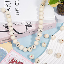 60Pcs 6 Styles Unfinished Natural Wood Printed Beads&nbsp;WOOD-GL0001-13A