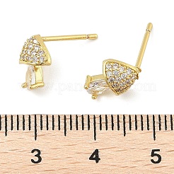 Brass Micro Pave Clear Cubic Zirconia Stud Earrings&nbsp;EJEW-R016-26G-13
