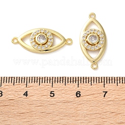 Rack Plating Brass Cubic Zirconia Eye Connector Charm&nbsp;KK-C084-18A-G